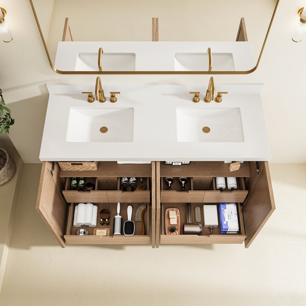 Light Coffee Freestanding Single Sink Bathroom Vanity