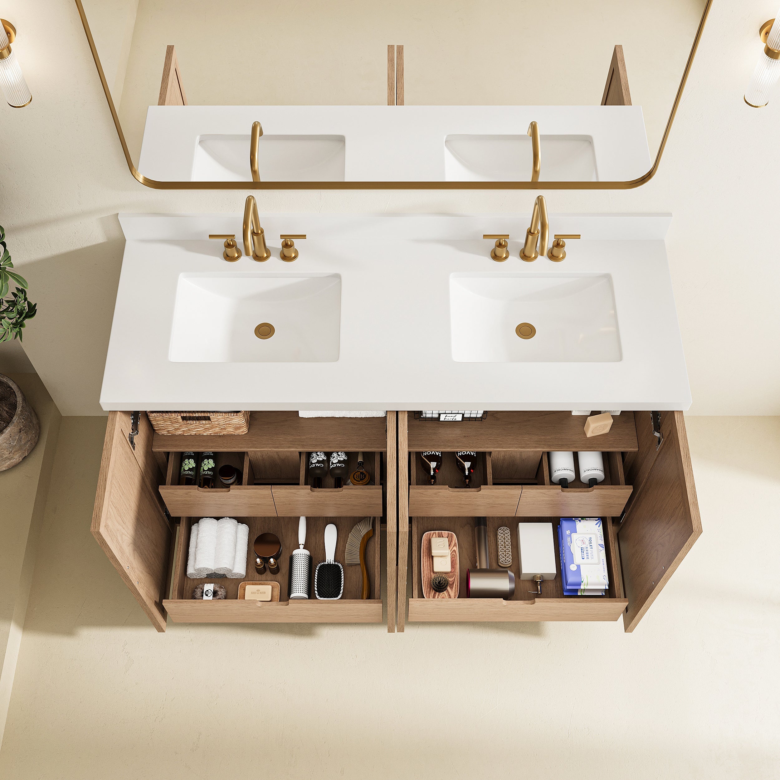 Light Coffee Freestanding Single Sink Bathroom Vanity