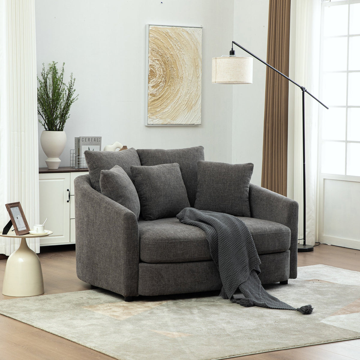 56.3'' Wide Upholstered Round Accent Cuddle Chaise