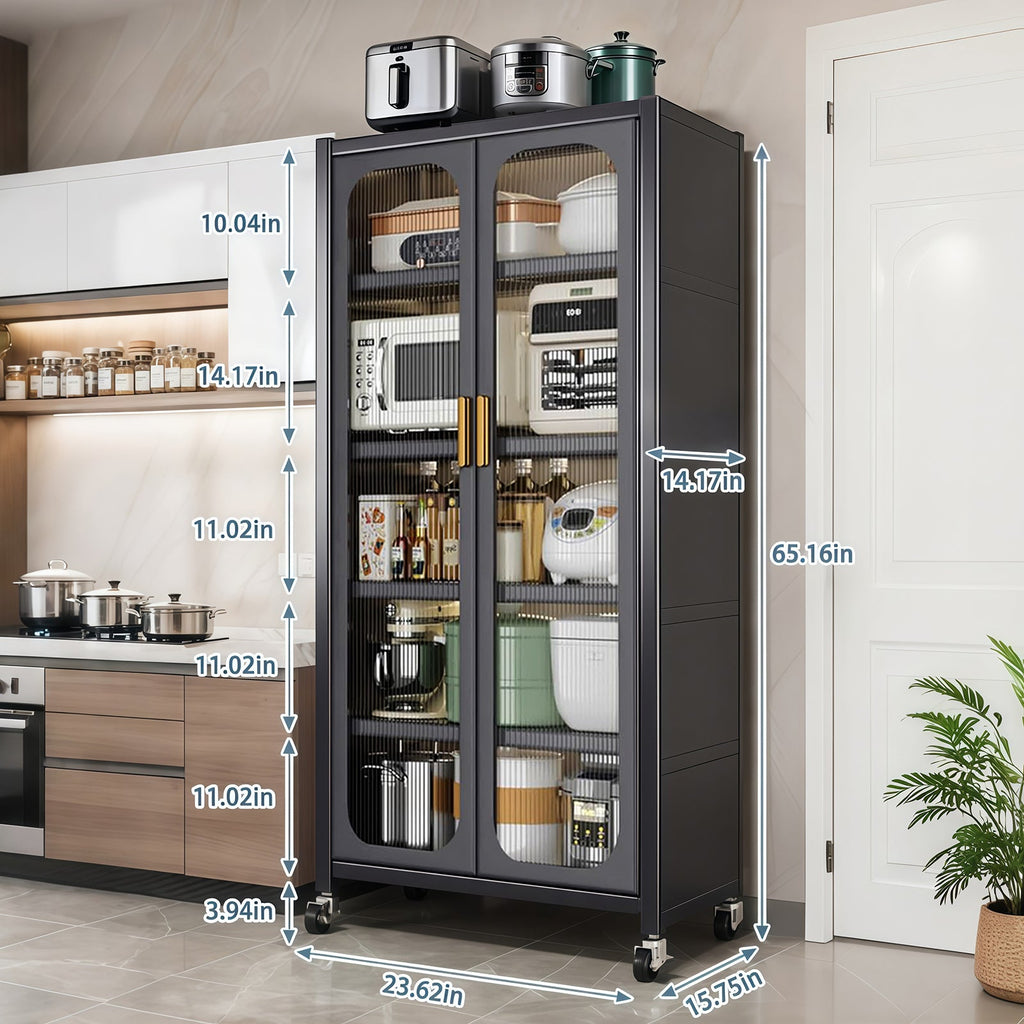 Open-Door Kitchen Shelving Multilevel Storage Cabinet