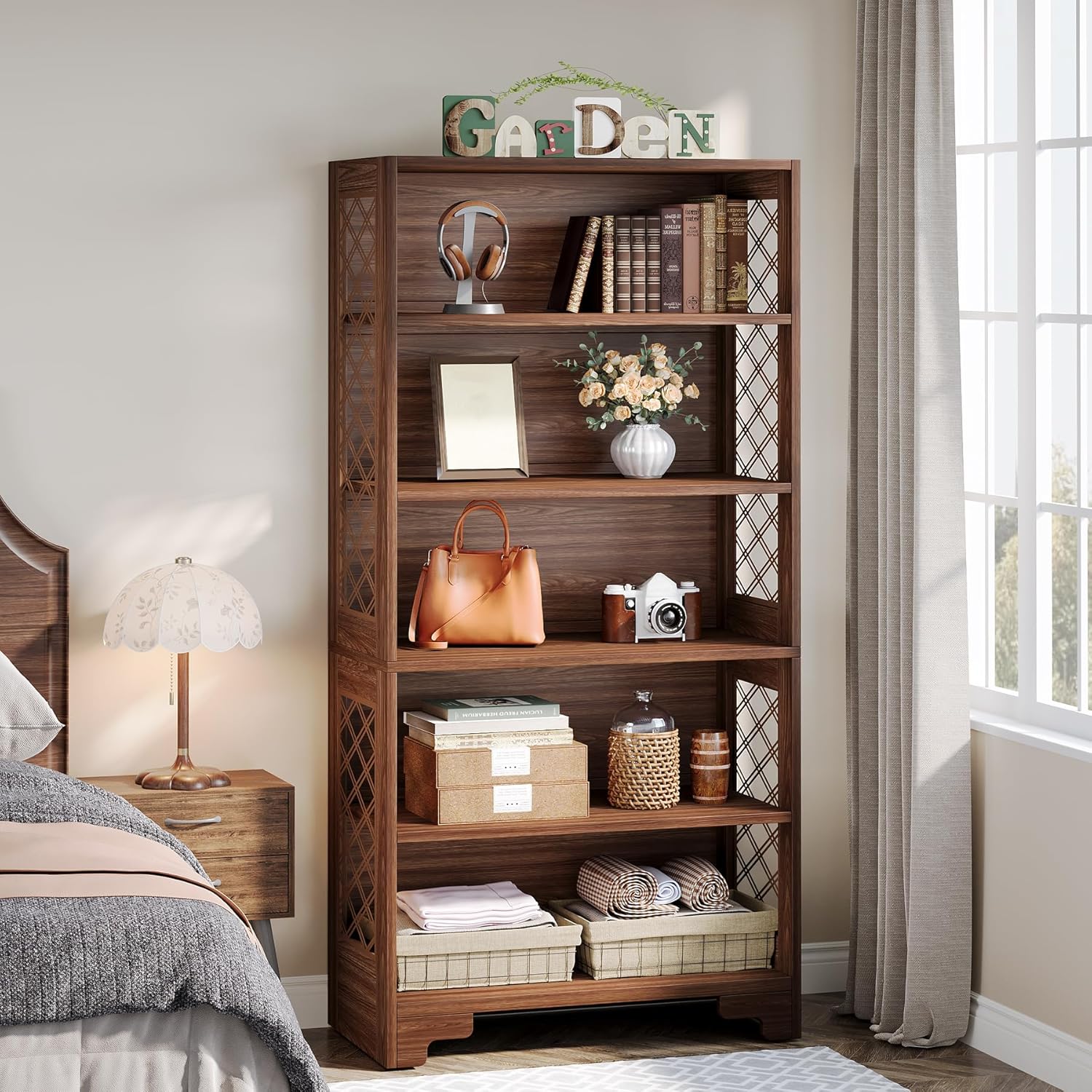 70.8" 6-Tier Vintage Bookcase