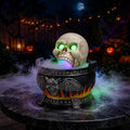 Halloween Skull Cauldron Statue with LED Light