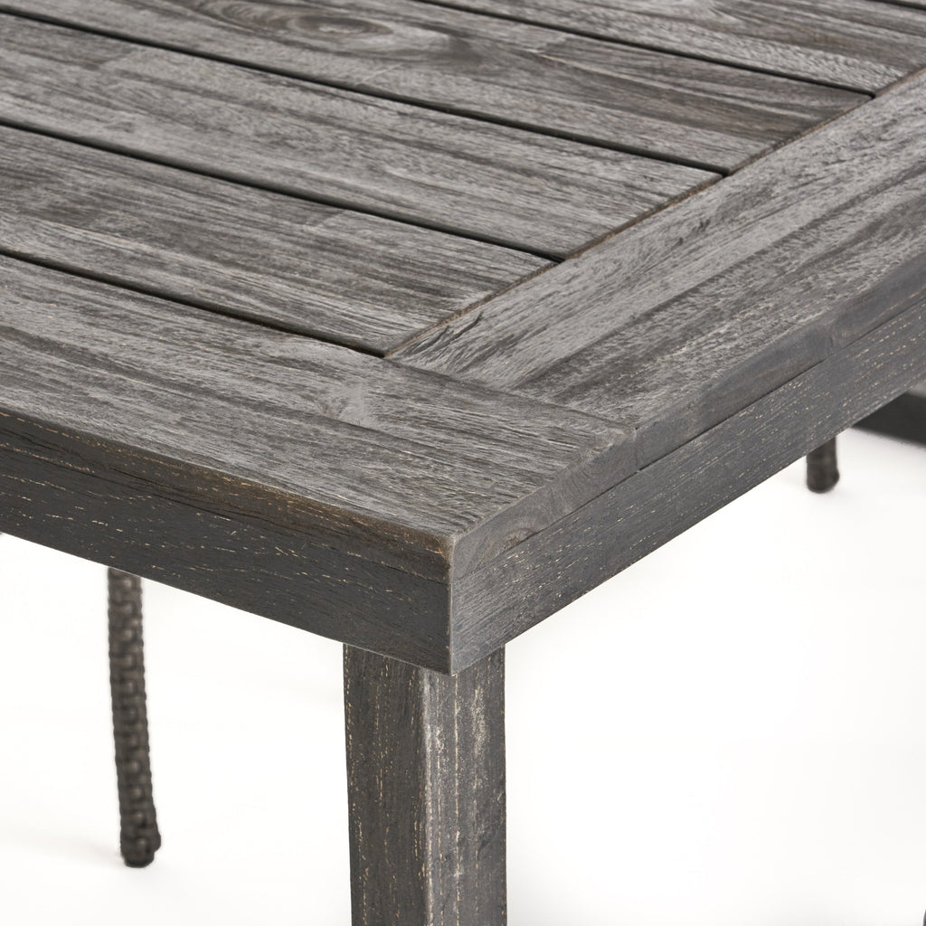 3-Piece Solid Acacia Wood Outdoor Dining Set, Sandblast Dark