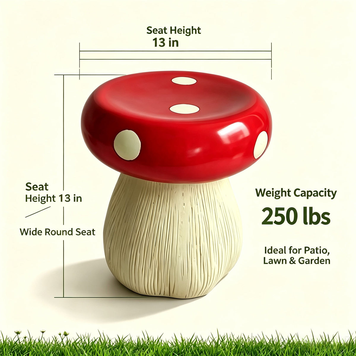 Oversized Mushroom Statue Stool