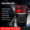 Car Power Inverter 12V 24V To 220V Multi Function Car Charger Converter With USB C QC3.0 Outlet Voltage Display For Truck Vehicle