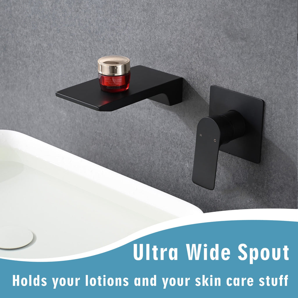 Matte Black Wall Mount Bathroom Sink Faucet