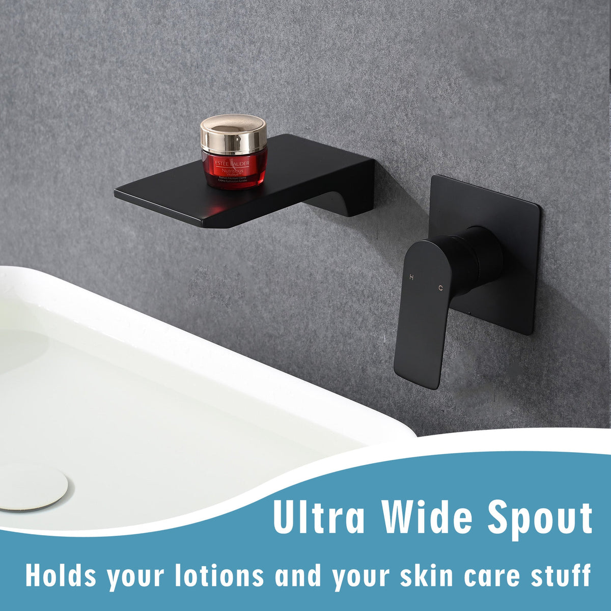Matte Black Wall Mount Bathroom Sink Faucet