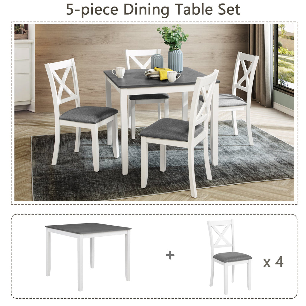 5-Piece Dining Table Set with 4 Chairs