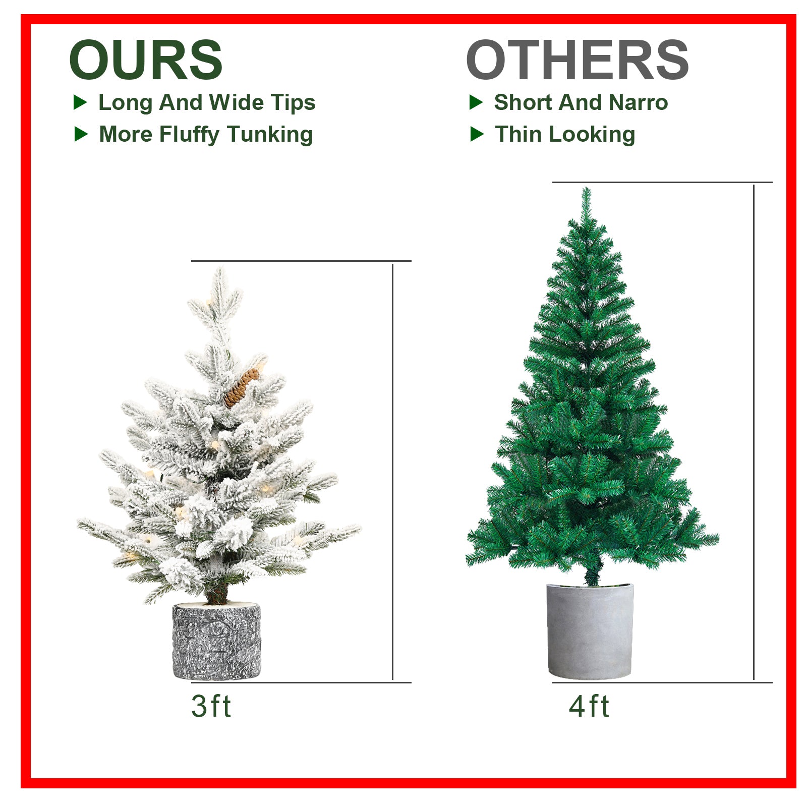2FT Flocked Christmas Tree with Pot Base, 30 Warm