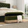 Melinda 48.5" Oval Tufted Bullion Fringe Storage Bench, Olive