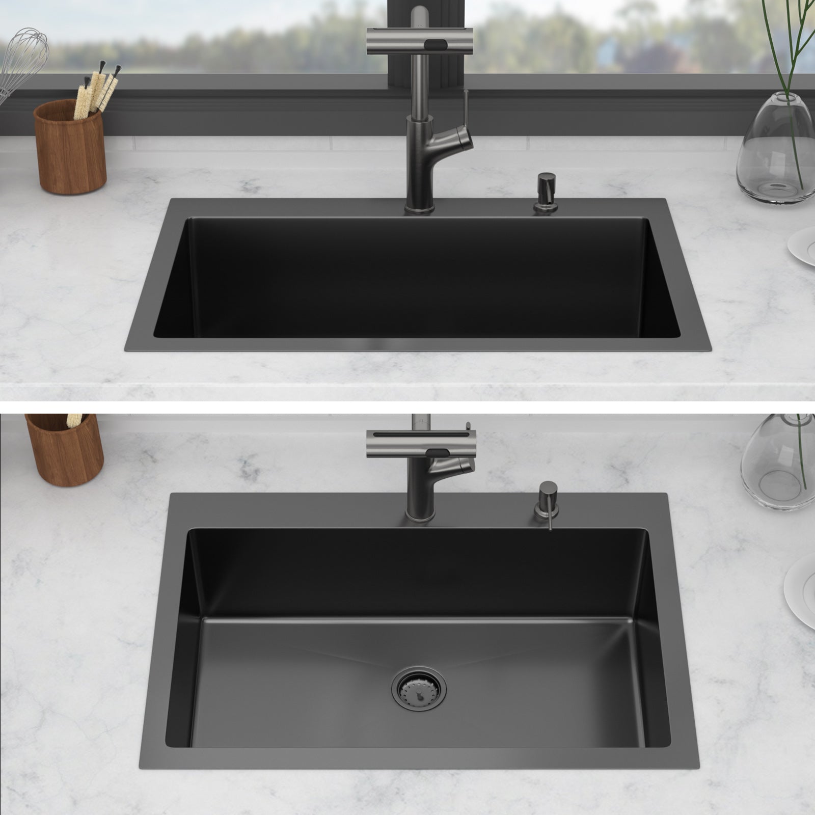 33" Drop-In Gunmetal Kitchen Sink