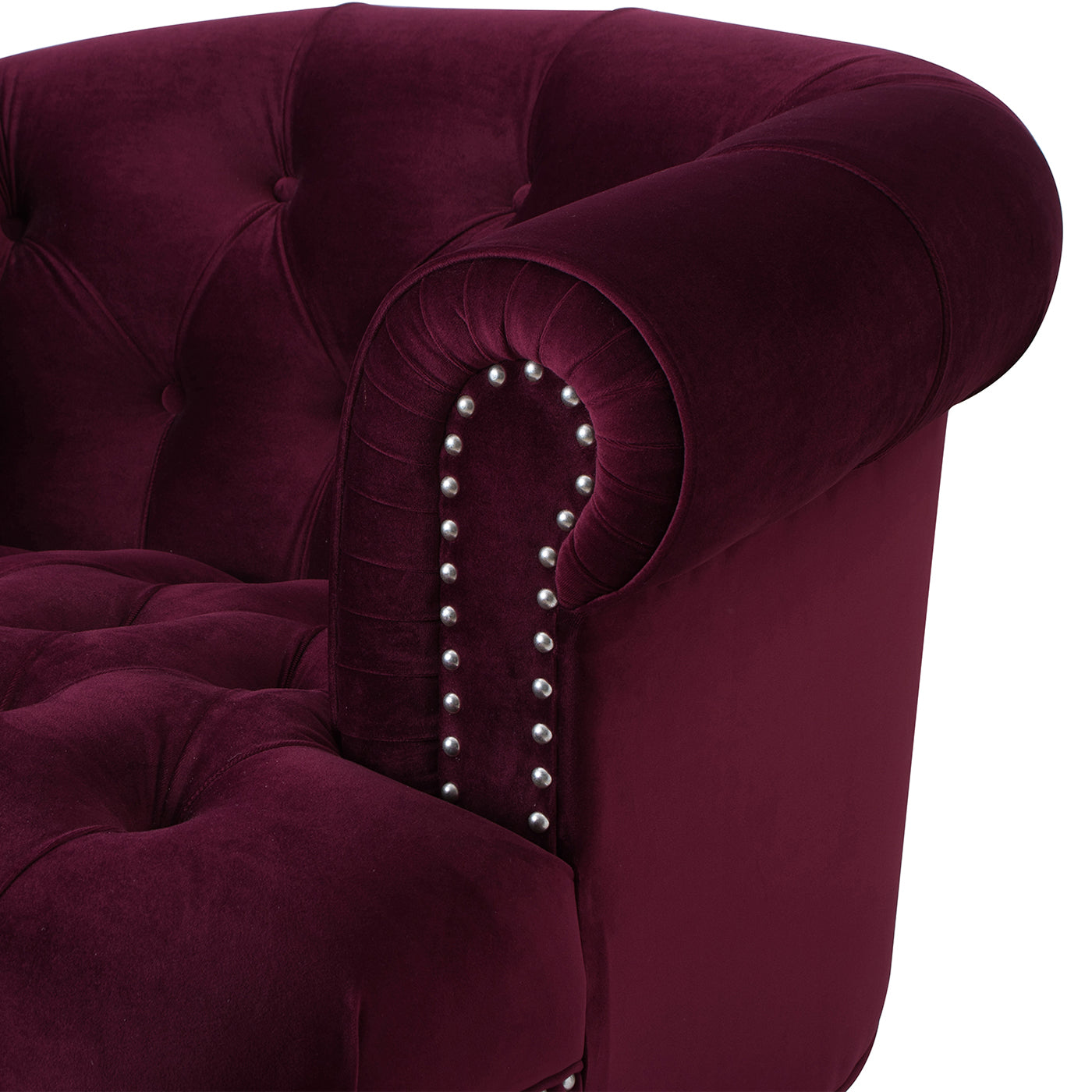 La Rosa Victorian Tufted Upholstered Accent Chair, Burgundy Velvet