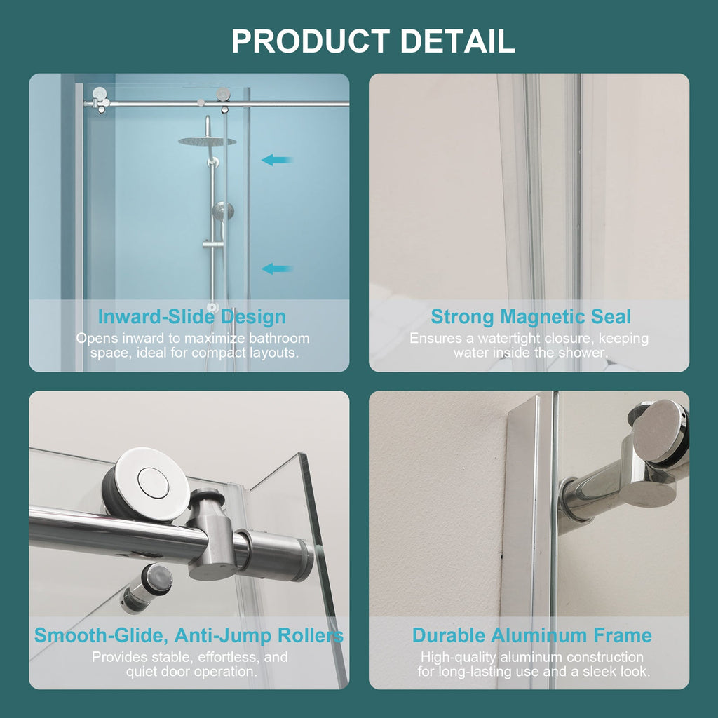 Single Sliding Bypass Shower Enclosure - 48" W x 76" H