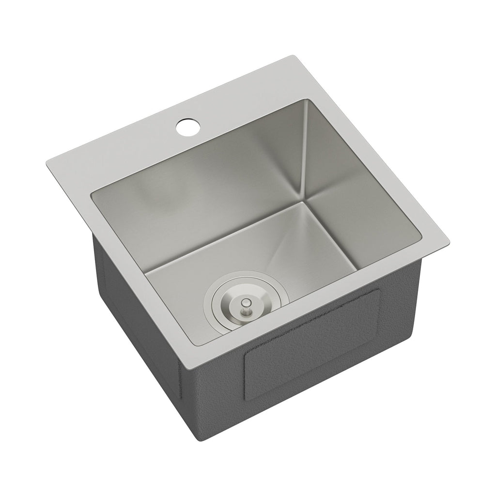 15" x 15" x 9" Stainless Steel Drop In Kitchen Sink
