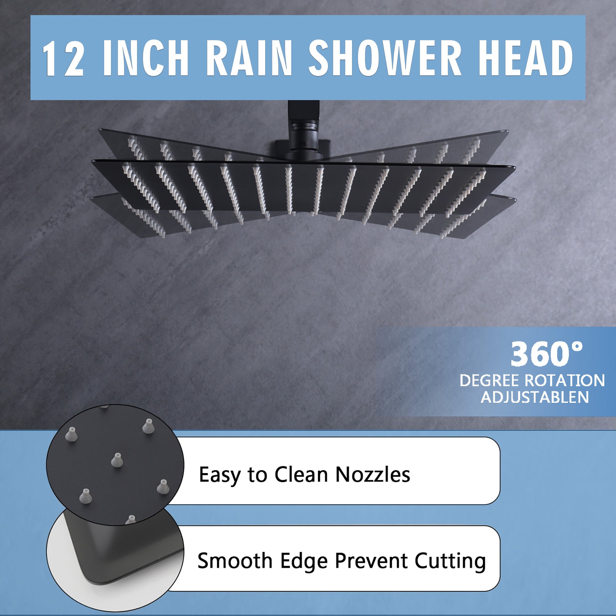 12 Inch Ceiling Mount Brushed Nickel Shower System