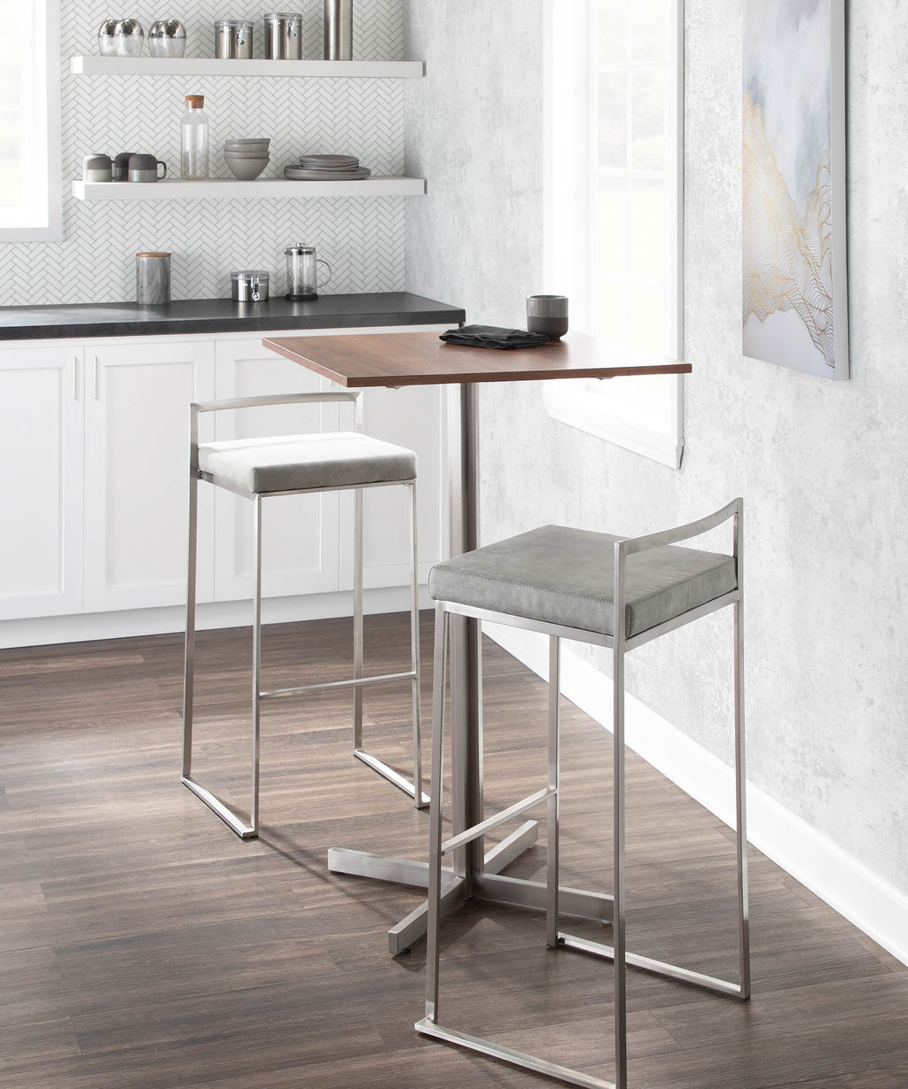Contemporary Stackable Barstool in Stainless Steel with Light