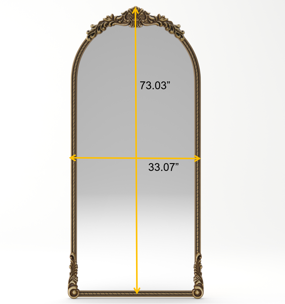 73.03" Arch Oval Vintage Relief Mirror