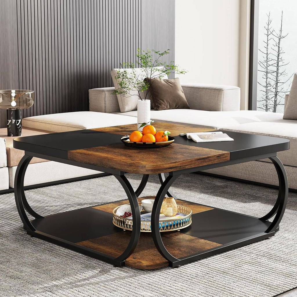 39” Square Coffee Table with Storage Shelf
