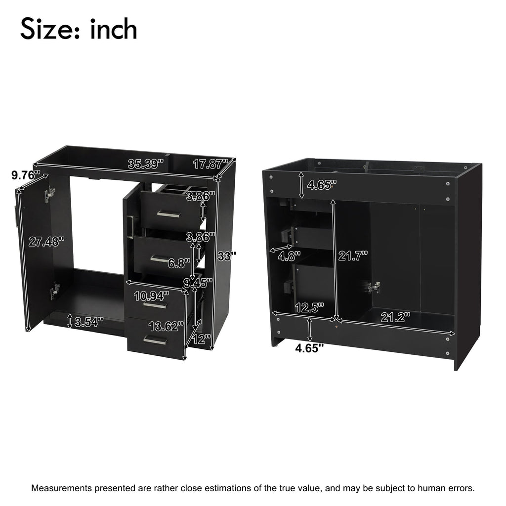 36" Bathroom Vanity Without Top Sink