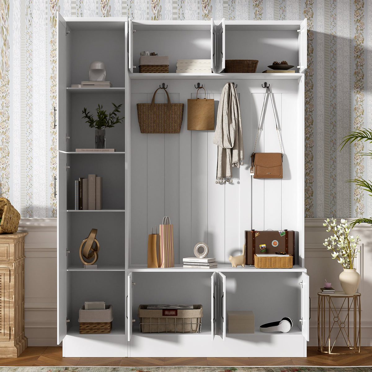Vibe Haus 79'' Tall Modern Hall Tree with Shoe Storage