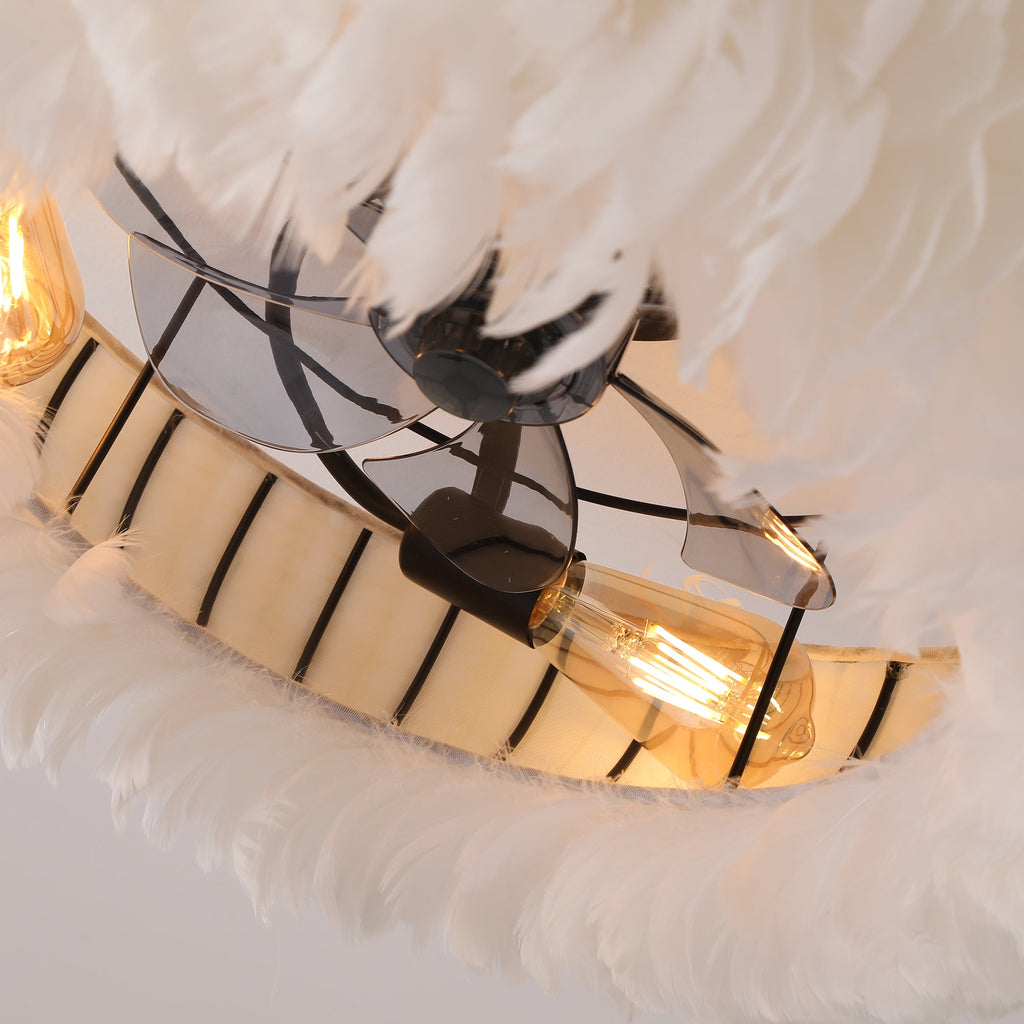 20" Feather-Dressed Caged Ceiling Fan with Remote