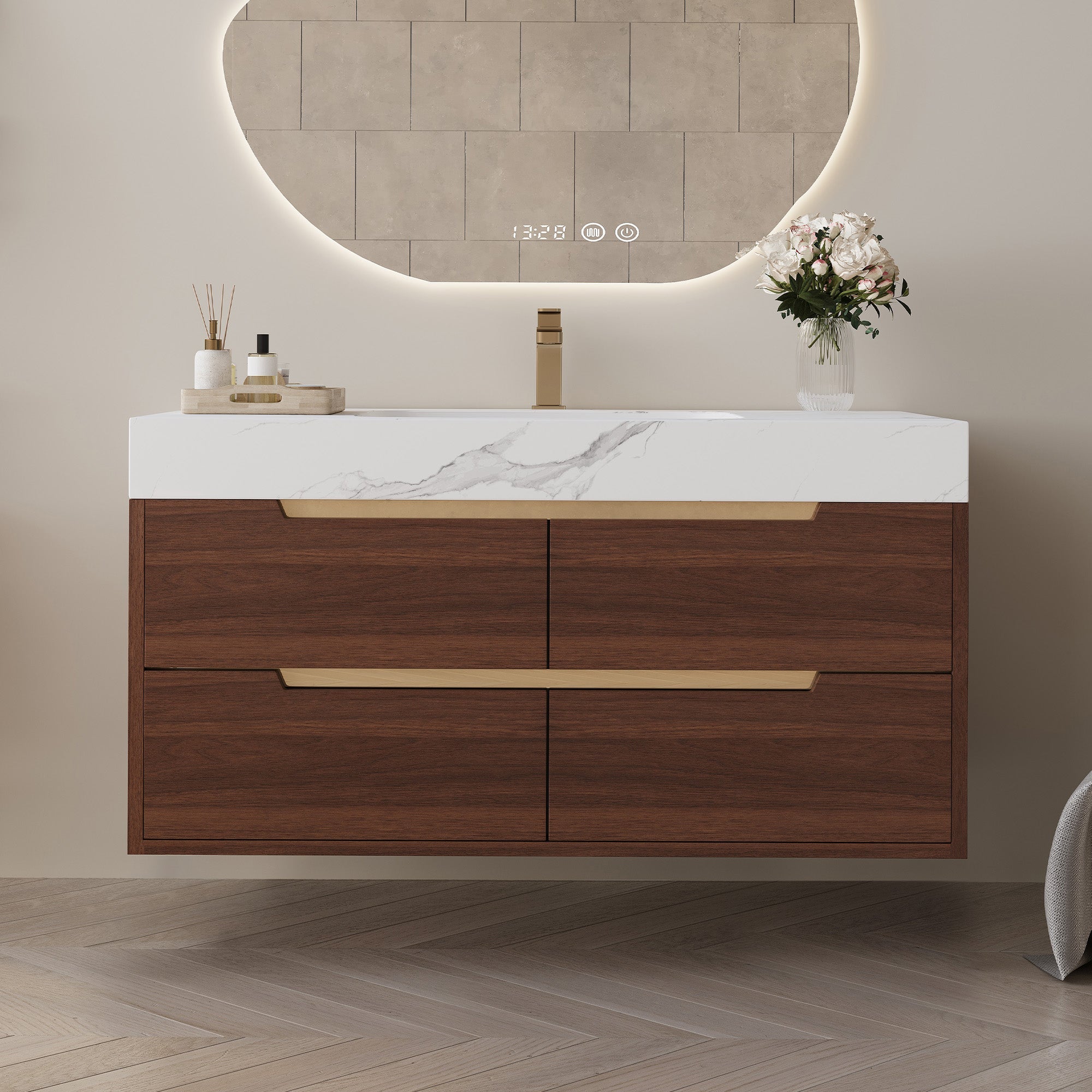 35.4" Farmhouse Free-standing Sintered Stone Bathroom Vanity