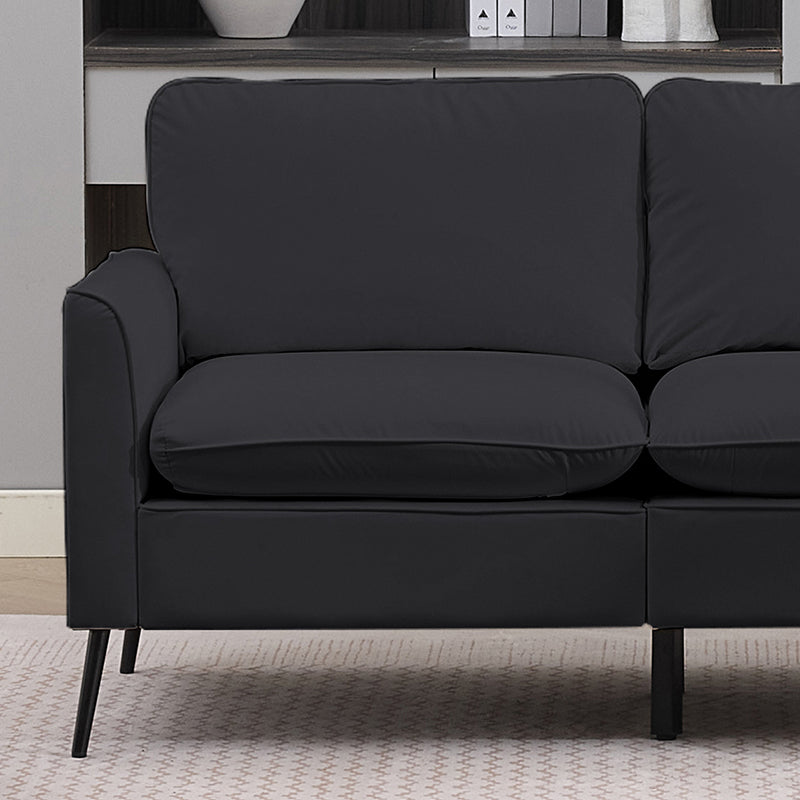 TS Cat Paw Leather Upholstered Sofa Loveseat - Black