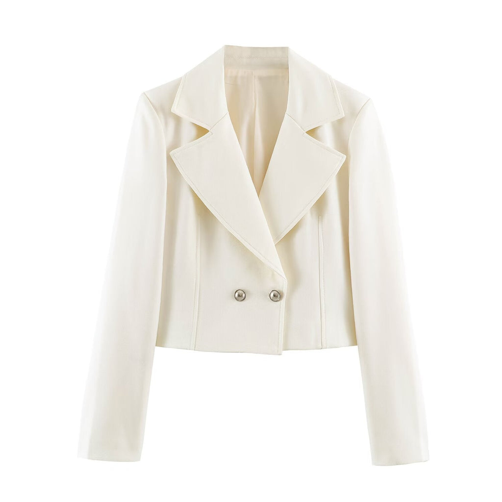 Fashionable And Versatile Solid-color Double-breasted Blazer