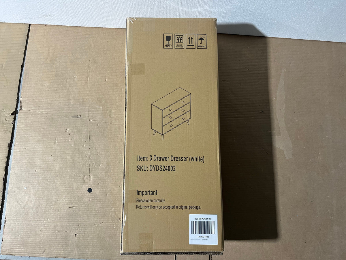Kids 3 Drawer Dresser - Baby Nightstand for Bedroom