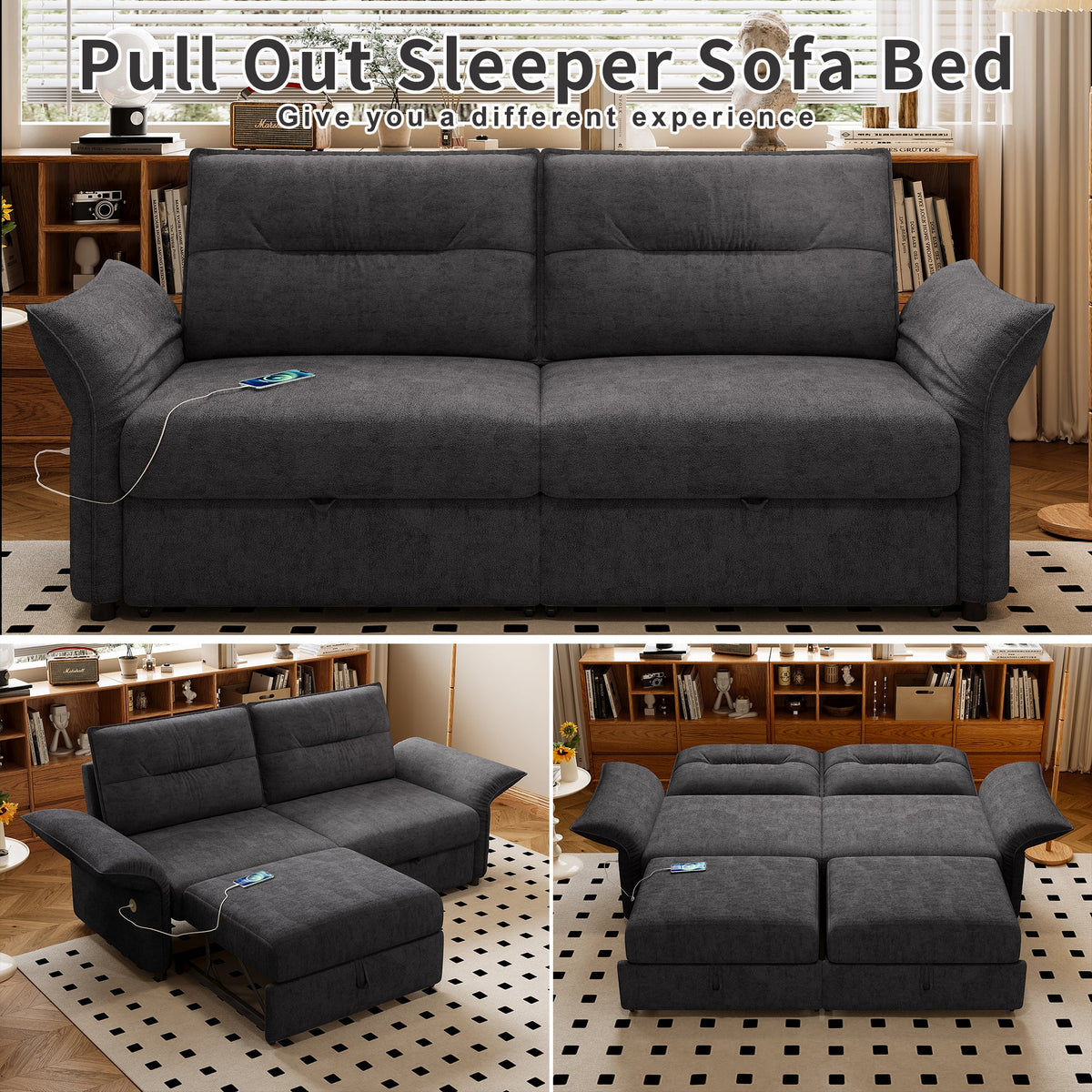 Multi-Functional Sofa Bed with Plush Fabric