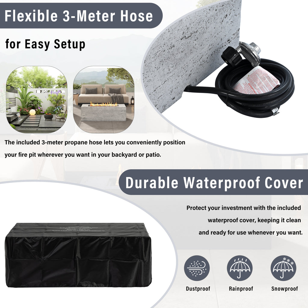 U_STYLE Outdoor Rectangular Propane Fire Pit 40000 BTU