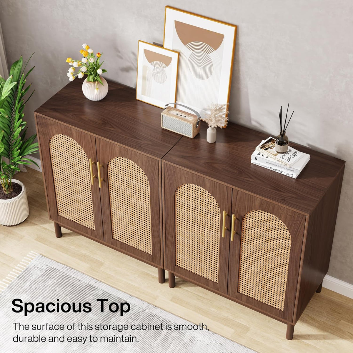 59" Rattan Sideboard Buffet Cabinet
