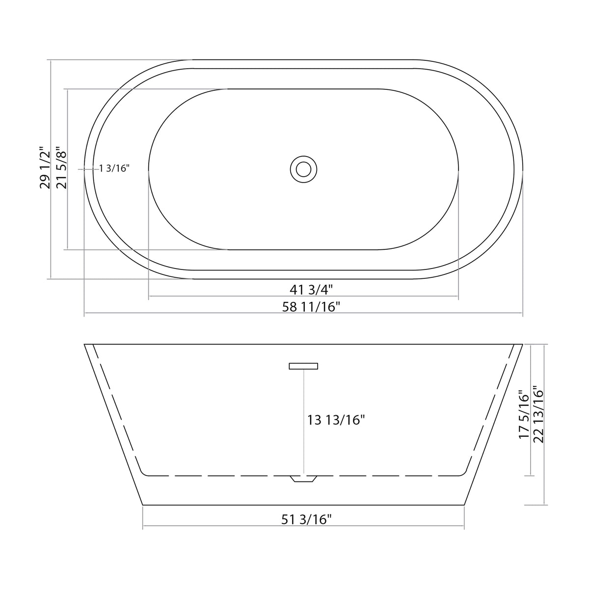 59" Acrylic Freestanding Bathtub - Gloss