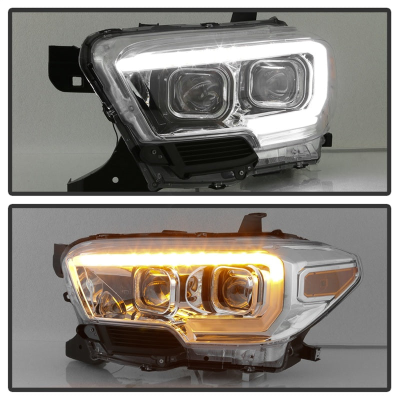 SPYDER xTune 16-18 Toyota Tacoma SR/SR5 DRL Proj Headlights w/Turn Signal - Chrm (PRO-JH-TTA16-SR-C) 9043017