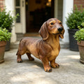 26'' Brown Dachshund Statue - Realistic Life Size Wiener Dog Figurine