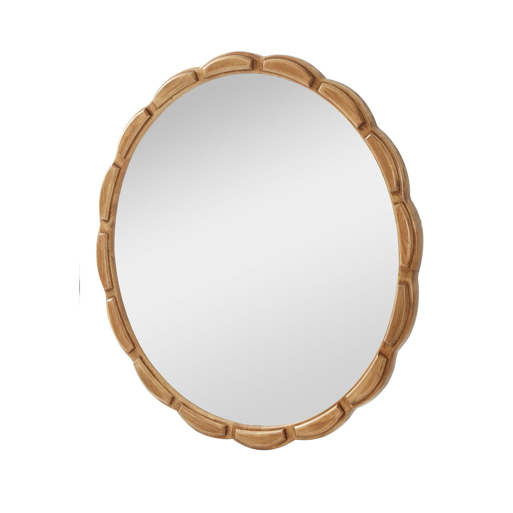 Round Solid Wood Wall Mirror - 31.5" Rustic Farmhouse