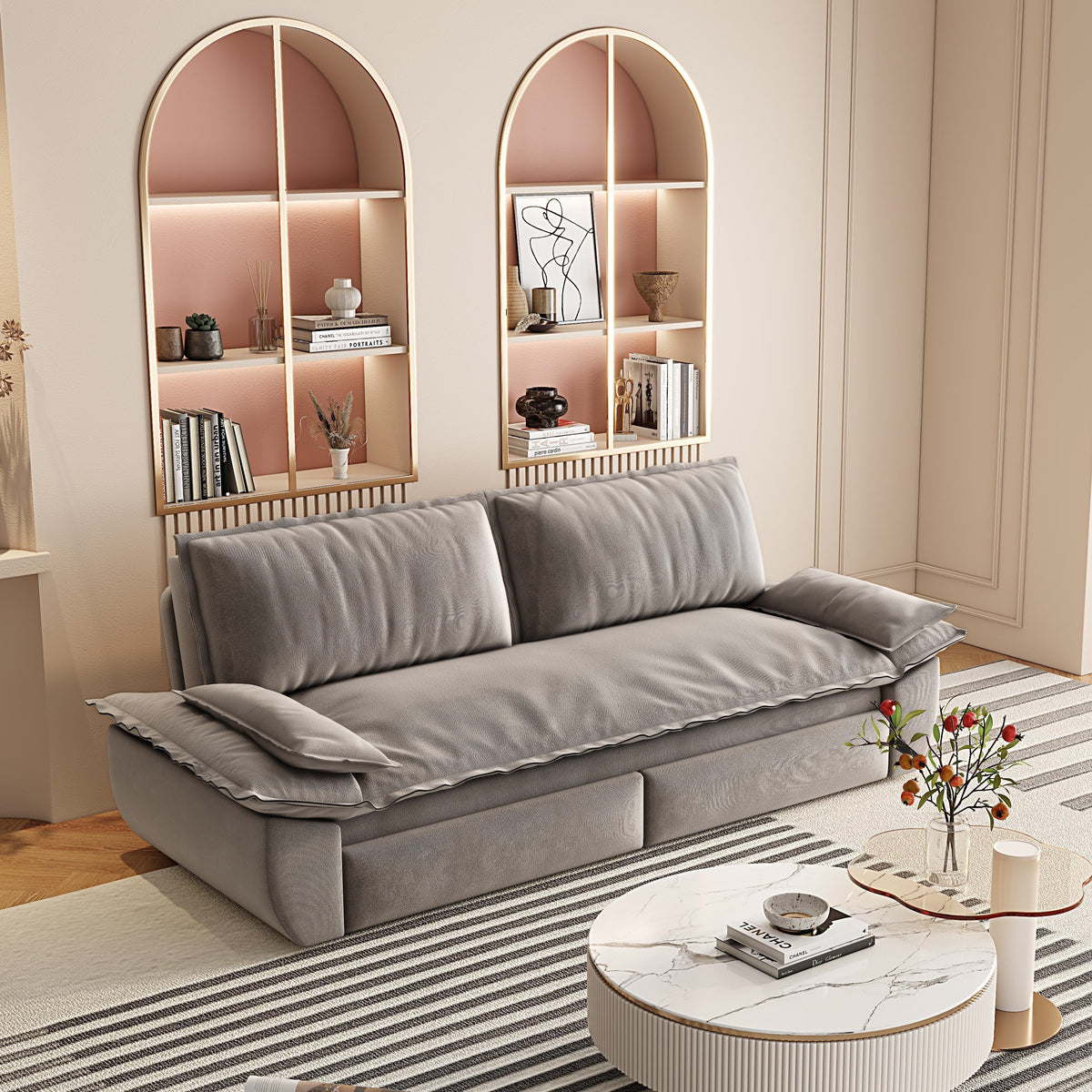 73.2" Queen Pull Out Sofa Bed - 3-in-1 Convertible Sleeper Sofa