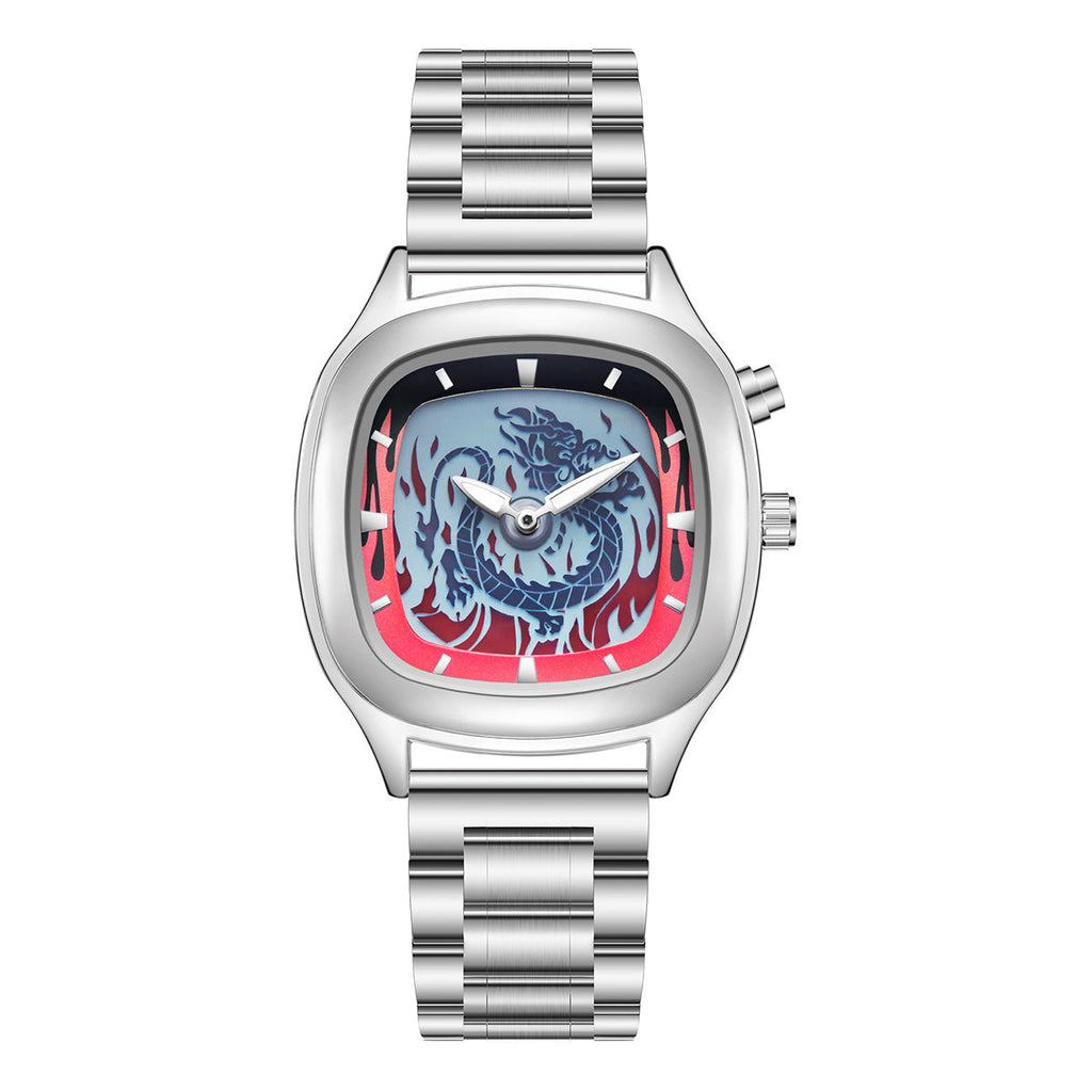 Personalized Retro Dragon-shaped Dual-display Mens Watch With A Trendy Premium Look And Water Resistance