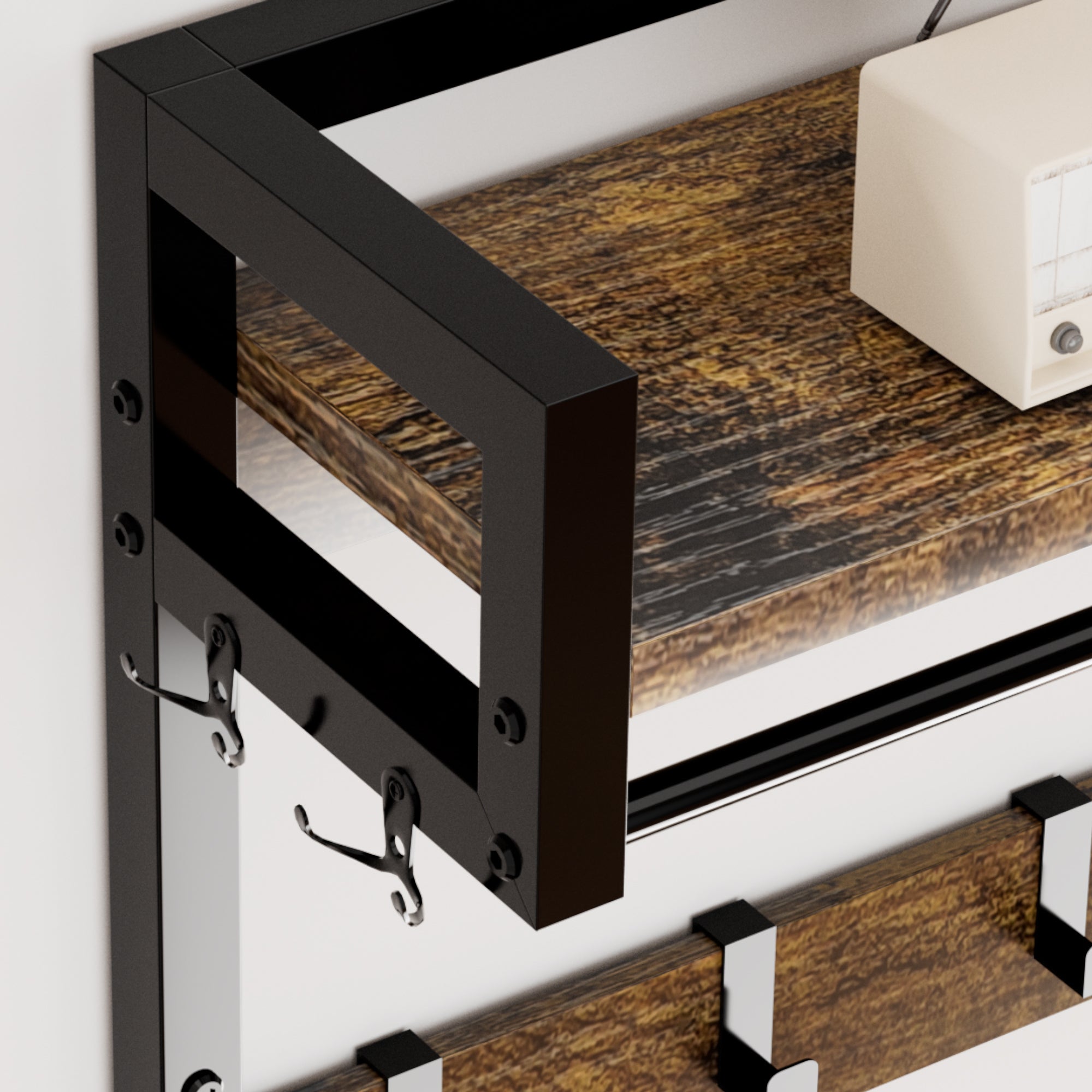 33.1" Wide Hall Tree with 2 Movable Drawers and Shoe Storage