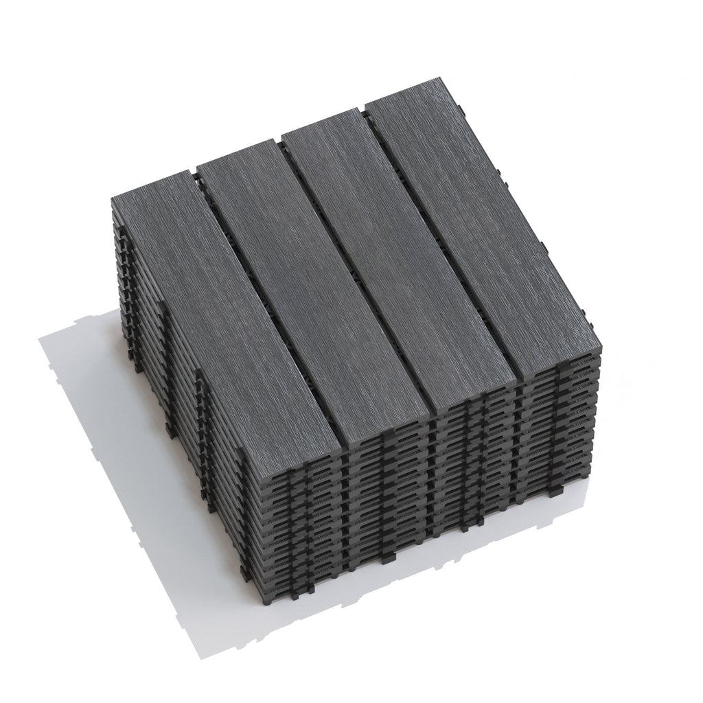 WPC Wood-Plastic Composite Patio Floor Tiles - Pack of 22