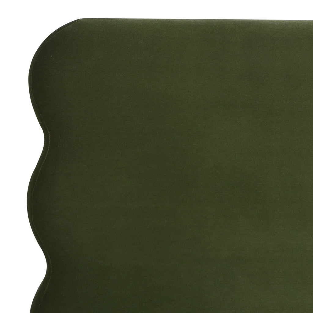 Stockholm Modern Wavy Headboard Platform Bed, King, Olive