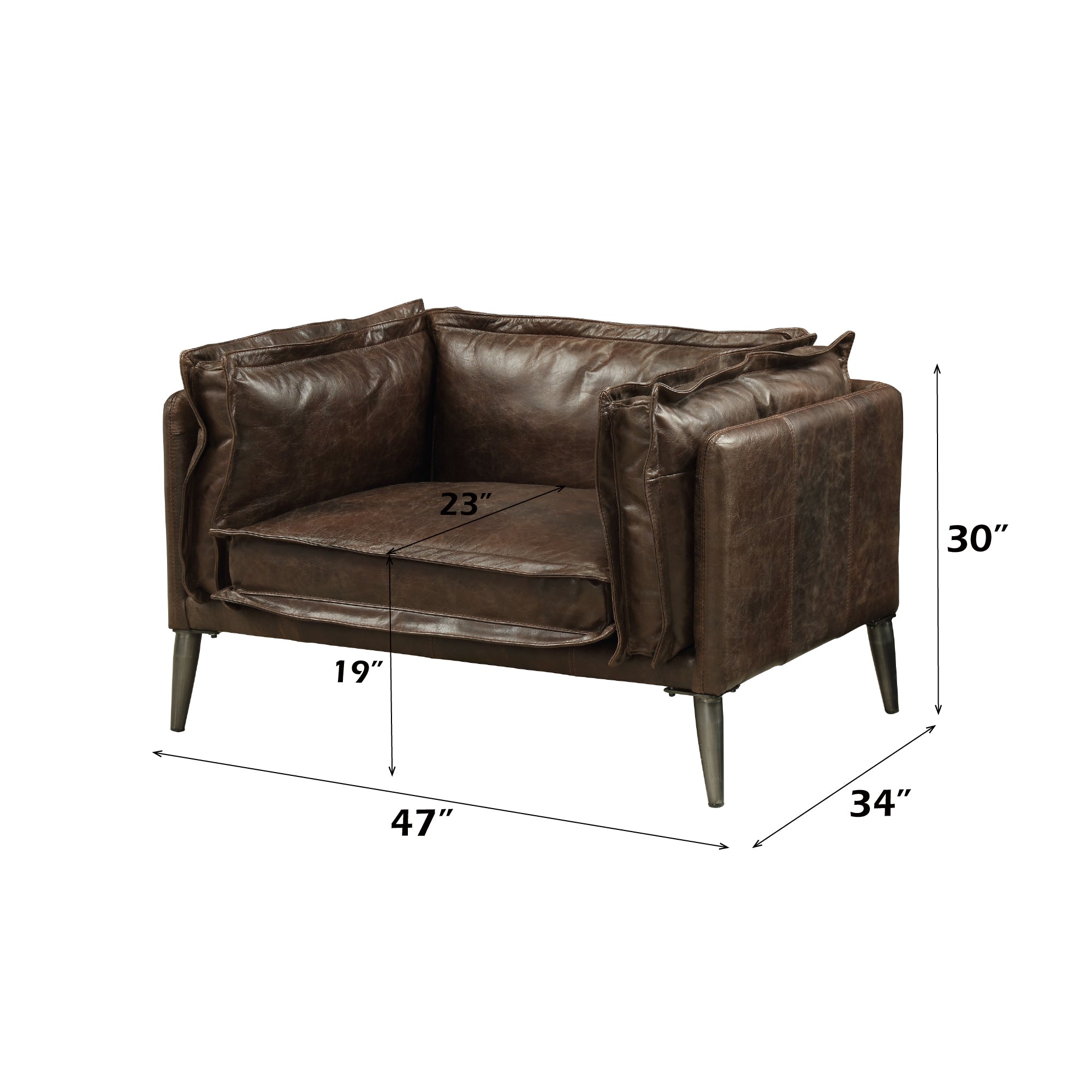 Porchester Distress Chocolate Top Grain Leather Chair