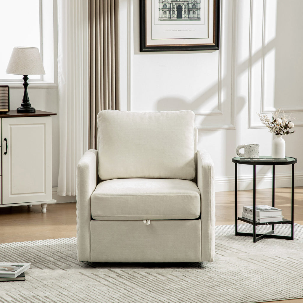 29.5"W Upholstered 360° Swivel Armchair with Hidden Storage