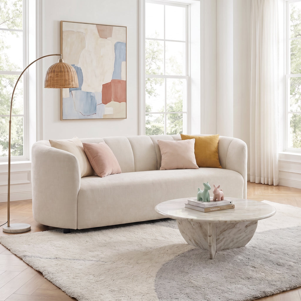 Mirelle 80 in. Modern Curved Chenille Sofa Couch