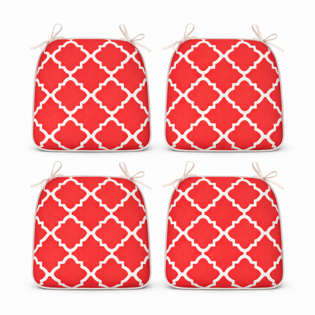 Outdoor Chair Cushions with Straps - Set of 4 Plaid