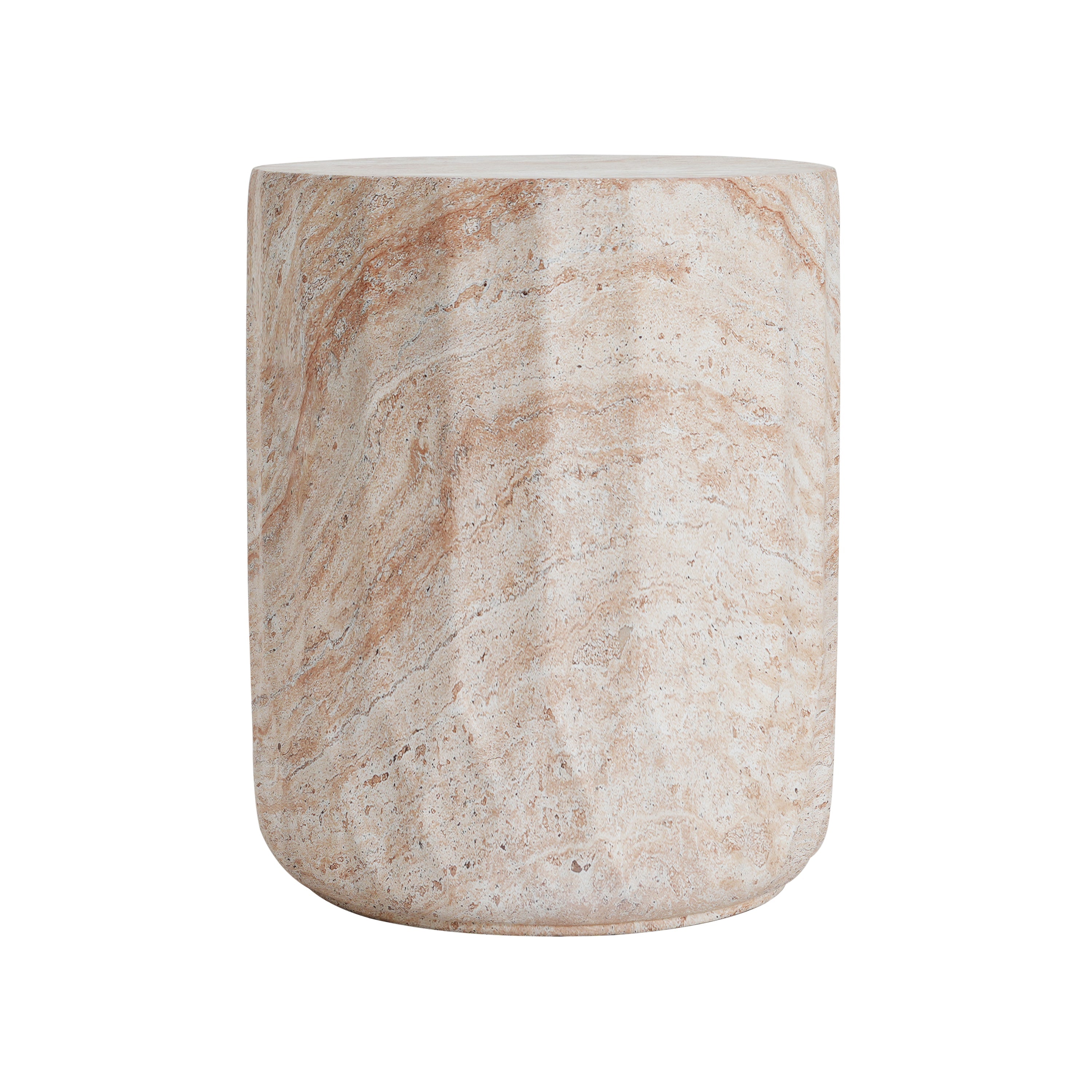 Outdoor/Indoor Lightweight Concrete Side Table - Cylinder Travertine Finish