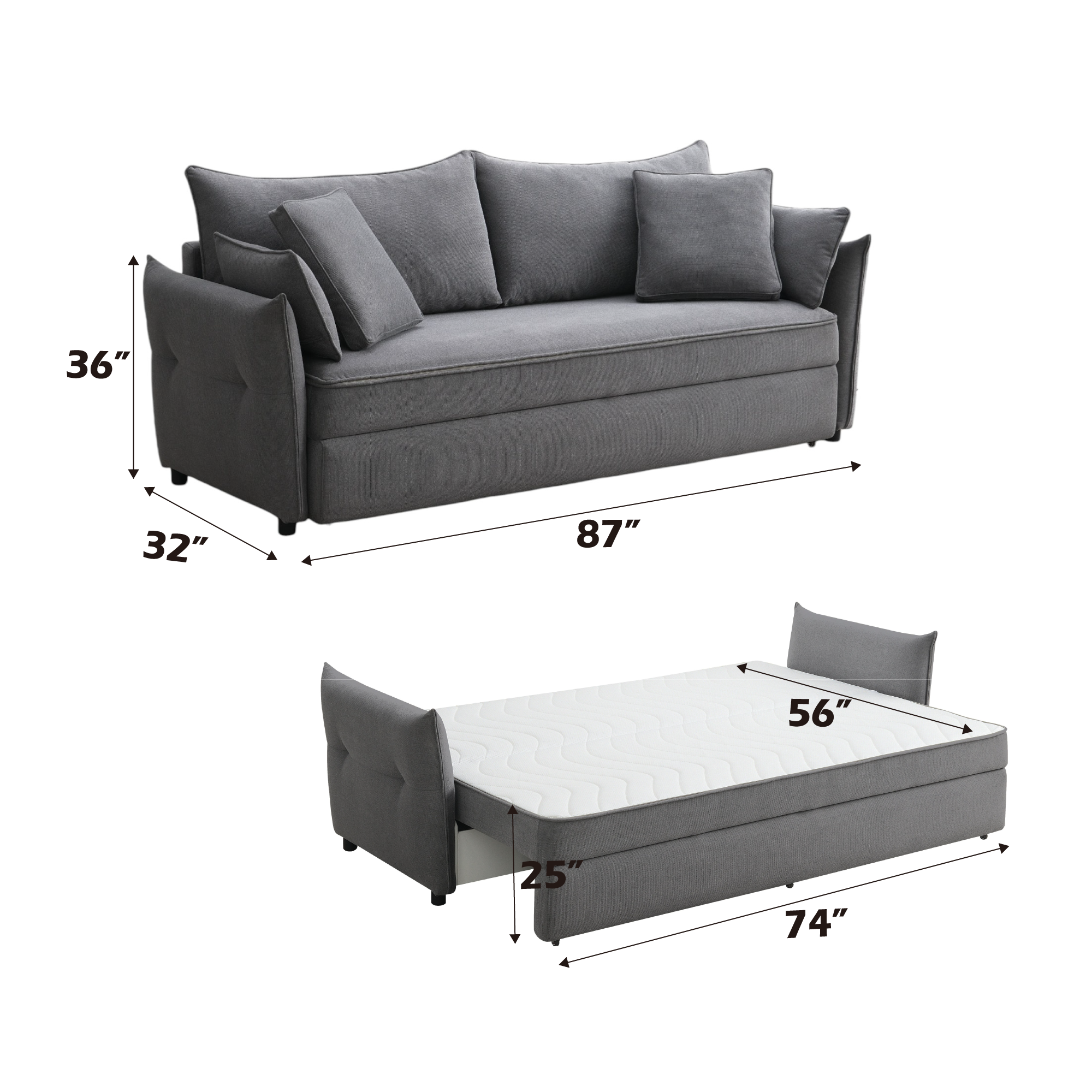 Irina Pull-Out Fabric Sleep With Storage