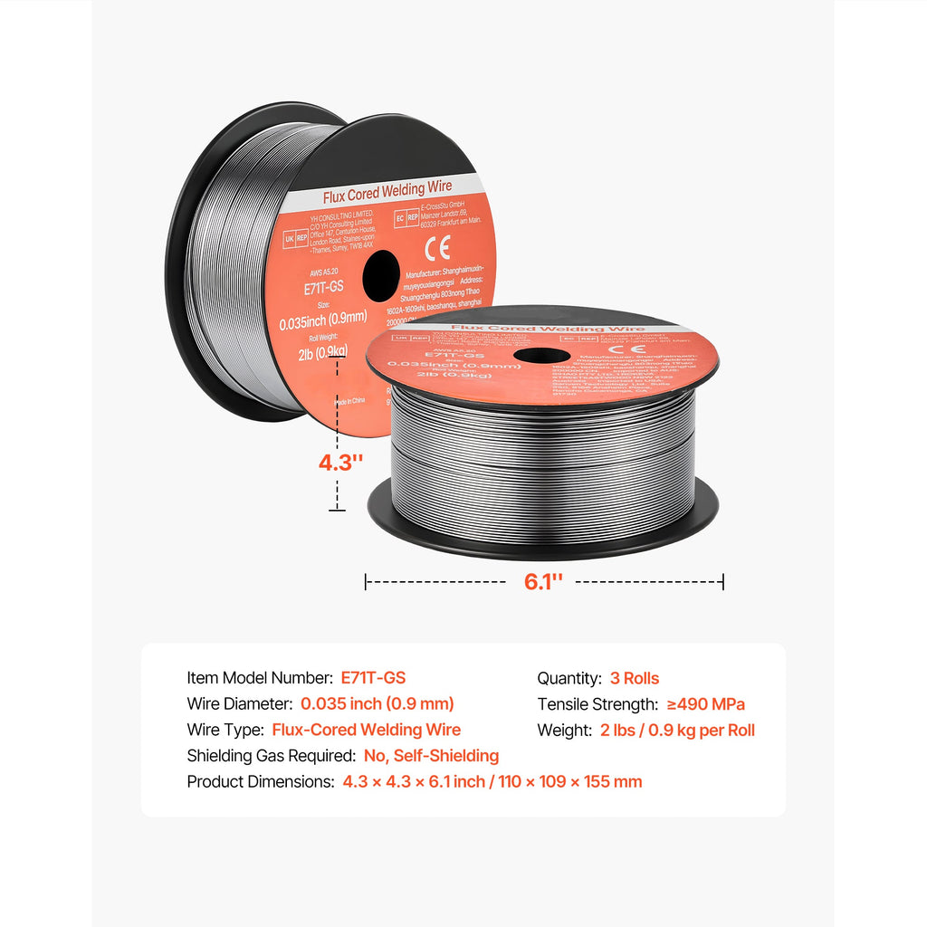 Flux Core MIG Welding Wire, E71T-GS 0.035-inch, 2 LBS