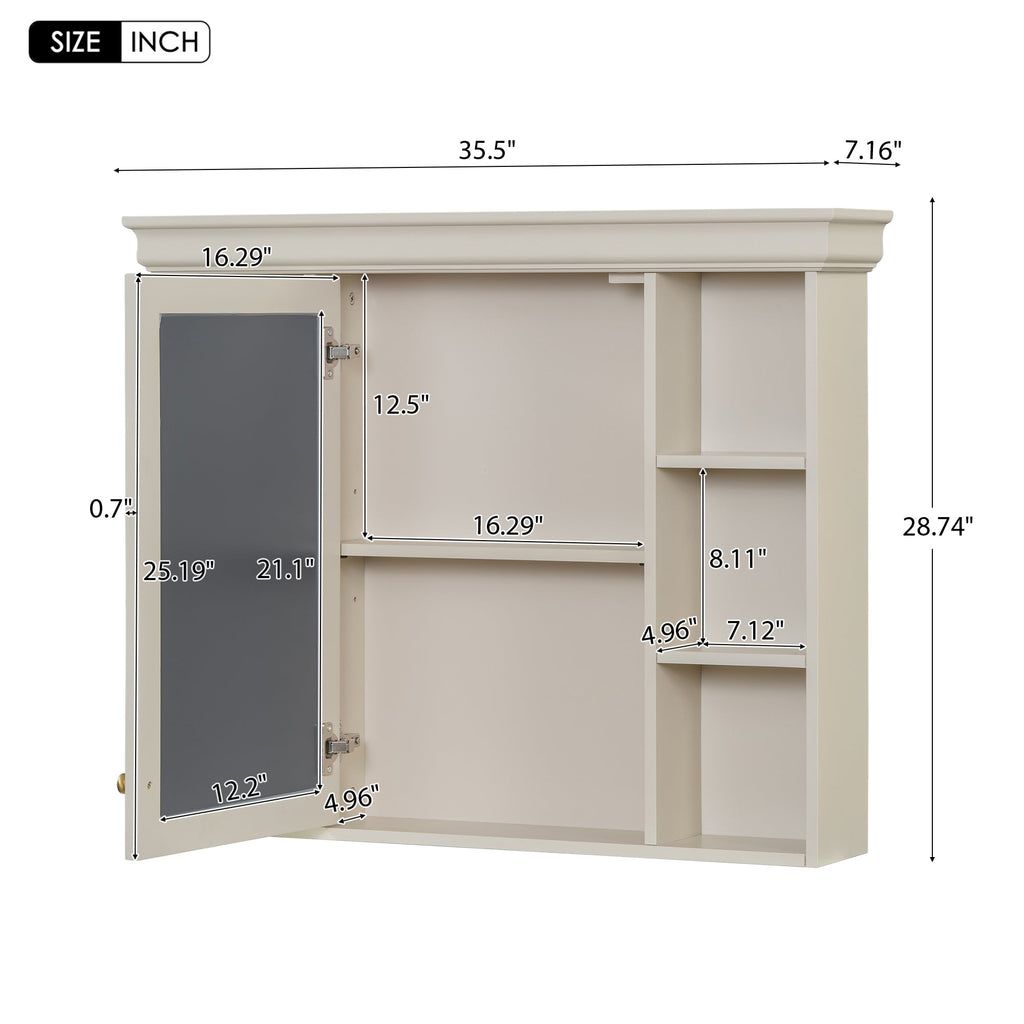 35'' x 28'' Wall Mounted Bathroom Storage Cabinet with Mirror