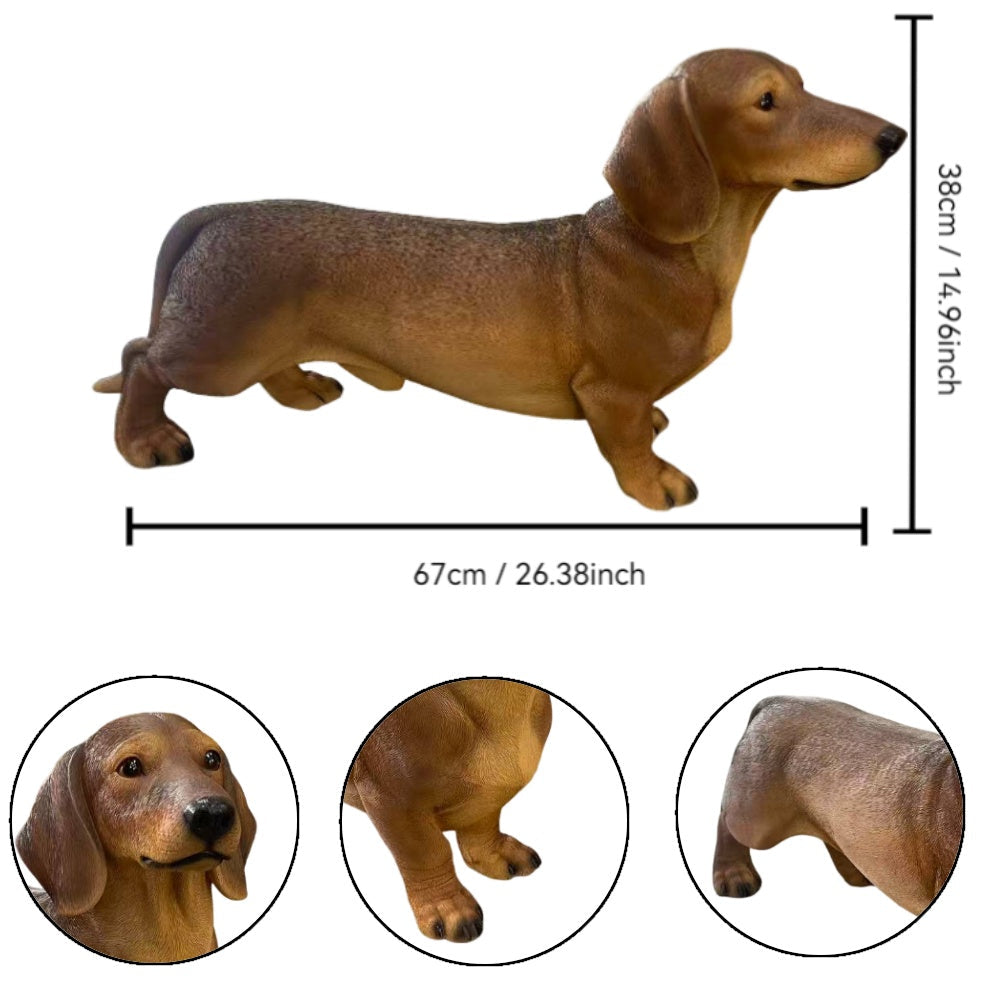 26'' Brown Dachshund Statue - Realistic Life Size Wiener Dog Figurine